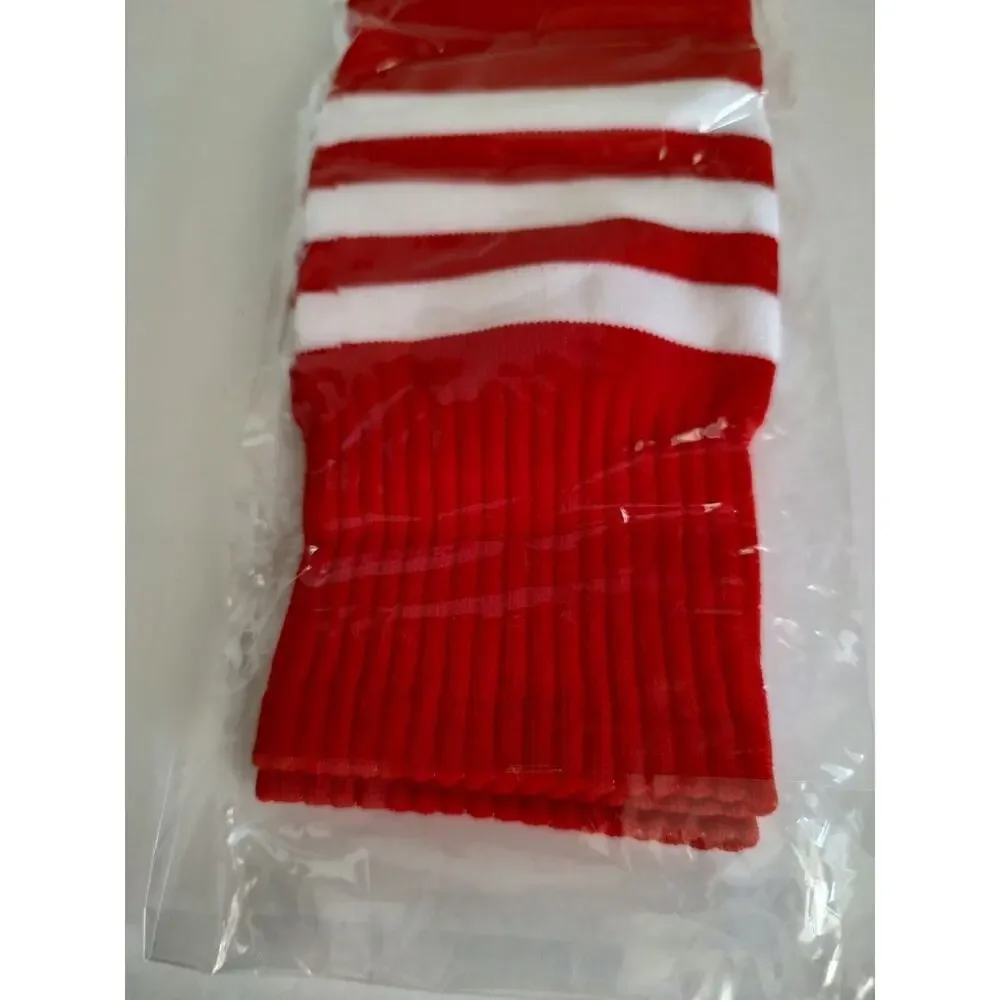 Play The Game Football/Soccer Socks Adult US 7-13 Red W/White Stripes Lot/2